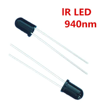 100pcs LED Infrarrojo Diodo 5mm 940nm Potente Láser de Infrarrojos de la Lámpara LED de Infrarrojos de 940 nm Diodo Infrarrojo del IR LED Transmisor de 5 mm