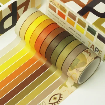 11Rolls Washi Tape Set Básico de Color de Cinta de Enmascarar de Papelería Kawaii 3m arco iris Washitape Scrapbooking Decorativo Adhesivo de la Cinta