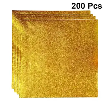 200pcs papel de Aluminio Papel de la Lámina de Oro de Papel de Envolver en Papel de Regalo Paquete de Cáscara de Naranja para el Envasado de Chocolate (de Oro)