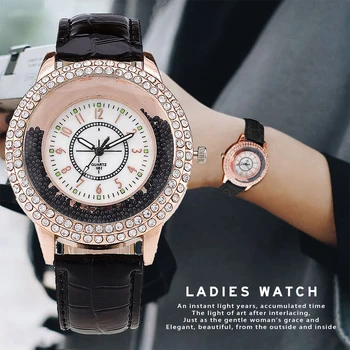 2021 Nuevo y las Mujeres de la Moda de diamantes de imitación Reloj de Cuero Correa de Reloj de Cuarzo Reloj Mujer Caliente Vestido de las Mujeres Relojes Relogio Feminino