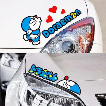 2PCS Doraemon Coche Pegatinas de dibujos animados Lindo bonita Decoración Para las luces delanteras Retrovisor Tronco de Parachoques de la Ventana de la Motocicleta Ebike C40