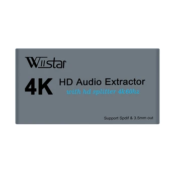 4K HD Audio Extractores Con HD Divisor de HD A HD + Conversor de Audio Con el SPDIF+3.5 mm Jack Estéreo compatible con HDMI Splitter 1X2
