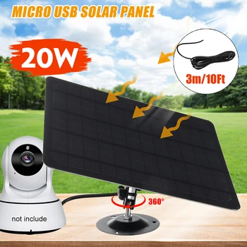 5V 20W Panel Solar Cargador de Batería Solar de Carga Micro USB Para la Cámara de Vigilancia IP para Arlo Cámara/Eufy Inalámbrico Timbre de la puerta