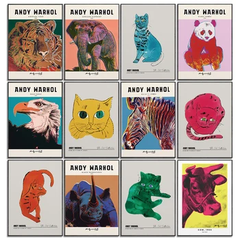 Andy-Warhol, Pop Art Pintura en tela, Animales, Gato Tigre Cartel de Impresión y Arte de la Pared de la Imagen para la Sala de estar Cuadros Decoración del Hogar