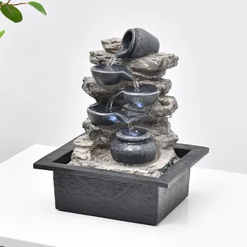 Apilar Rocas de Mesa Fuente de Agua Con Luz Led, Feng Shui, Zen Cascada en el Interior de la Fuente para el Hogar Decoración de la Oficina Escritorio de Tamaño