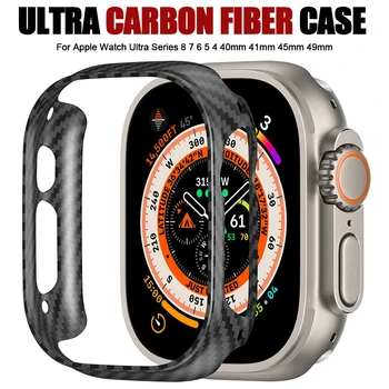 Auténtica Fibra de Carbono, el Caso Para Apple Watch de la Serie Ultra 8 7 6 5 Fibra de Aramida Cubierta Para el iWatch 40/41/45/49mm Delgada funda Protectora
