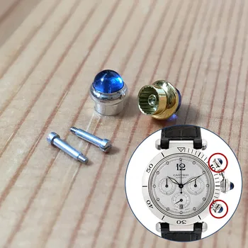 azul zafiro de cristal empujador para Cartier Pasha chronograph38 reloj automático W31030