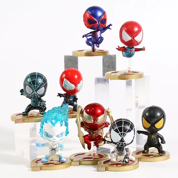 Cosbaby Spiderman Iron-Spider Espíritu Spider Spider Man 2099 PVC Mini Figuras de Juguetes 8pcs/set