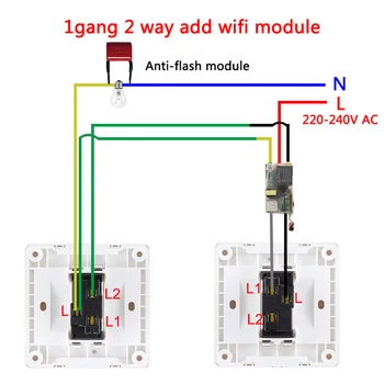 eWelink Único Fire Wire Módulo wi-fi de 2 vías de apoyo RF433Mhz Sin Hilo Neutro Necesario,Alexa principal de Google Voice Control 220V 240V