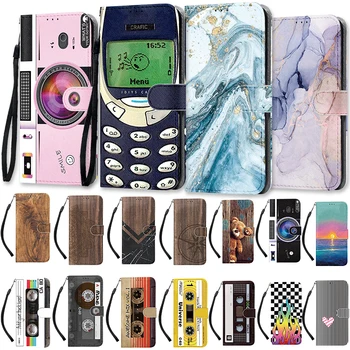 Flip Wallet Couqe Para Samsung Galaxy S21 S22 Ultra S20 FE S10 Plus Cuero del Teléfono del Caso para Proteger la Cubierta de la Vendimia de la Cinta de Cassette Funda