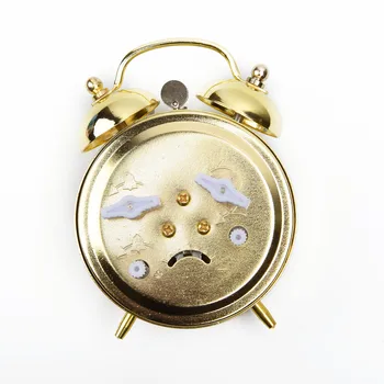 Hecho De Metal de Alta Calidad de Material de 7cm de Alarma Reloj de Regalo de Metal Lindo Duradera de Herradura Mecánica de Oro Reloj de Alarma Manual Vintage