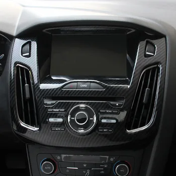 La Fibra de carbono Impreso del Interior del Coche el Estilo de Navegación de la Consola central Cubierta de la etiqueta Engomada de la Moldura para Ford Focus 2015 2016 2017 2018
