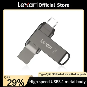 Lexar D400 USB 3.1 Type-C de Doble Puerto Unidades Flash 130MB/s de Metal Unidad Flash para el Teléfono Móvil Equipo de 32GB 64GB 128GB 256GB