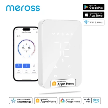 Meross HomeKit Wi-Fi Termostato Inteligente para el Sistema Eléctrico de Calefacción de la Pantalla Táctil de Trabajo con Siri Alexa Google Ayudante de SmartThings