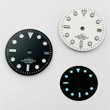 Mod 28,5 MM Azul Luminouas Negro Mate Cara Blanca GMT Dial del Reloj De SEIKO NH35 NH36 Movimiento de los Hombres Mecánicos Reloj de Buceo