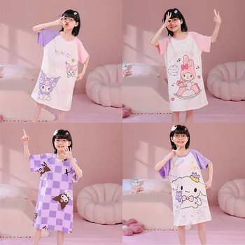Niños en verano Camisón Kawaii Sanrioed Kuromi Cinnamoroll Mi Melodía Pijama Lindo Anime ropa de dormir de las Niñas ropa de hogar de Niños Regalo