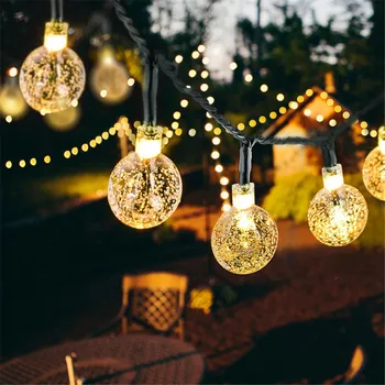 Nueva 20/50 LED bola de Cristal 5M/10M Solar de Potencia de la Lámpara LED Cadena de Luces de Hadas Solar Guirnaldas de Jardín, Decoración de Navidad al aire libre