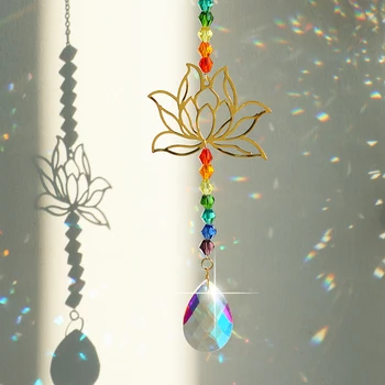 Prisma de cristal Suncatcher Atrapasueños Colgante Luna Sol Receptor de la Ventana del arco iris Maker Jardín de la Casa de la Decoración de la Boda Regalo de Navidad