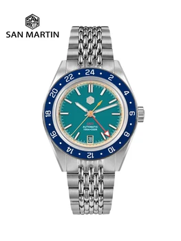 San Martin Original Diseño de Moda GMT 39.5 mm de los Hombres Reloj de los Deportes de Japón NH34 Mecánico Automático Impermeable 100m SN0116 Reloj