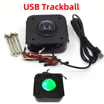 USB Juego de Arcade Trackball Mouse LED Iluminado Ronda de 4.5 cm Conector USB Tornillos