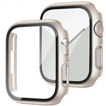 Vidrio+Cubierta Para Apple Watch caso de 45 mm 41 mm 44 mm 40 mm 42 mm 38 mm iWatch Accesorio Protector de Pantalla Apple watch de la serie 3 de 6 SE 7 8 9