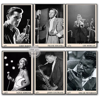 Vintage Music Artista De Jazz John Coltrane/Nina Simone/ Chet Baker Serie Cartel De Arte Lienzo De Pintura De La Pared De Impresión De Imagen De Decoración Para El Hogar