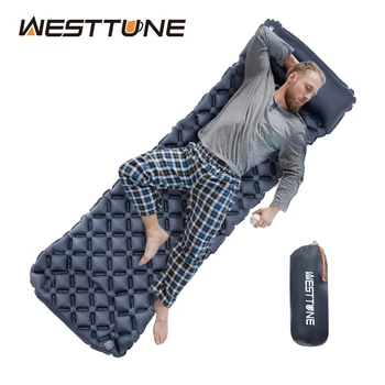 Westtune Acampar Inflar Colchonetas Plegables de Dormir al aire libre de la Almohadilla Inflable Colchón con Pillow Ultraligero Cama de Viaje