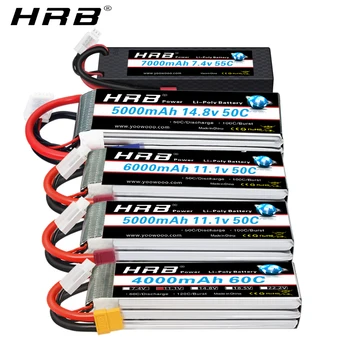 1/2pc HRB Batería Lipo 2S 3S 4S 6S 4000mah 1500mah batería de 2200 mah de 5000mah de 6000mah 7000mah 11.1 V-14.8 V 22.2 V XT90 XT60 para Coche RC Drone