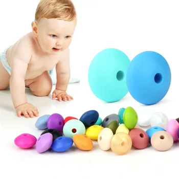 100pcs la Dentición de Silicona de Lentejas Ábaco 12*7 mm Libre de Bpa Diente de Bricolaje Chupadero del Collar de la Perla de la Joyería Juguetes de Bebé Cuidado del Bebé
