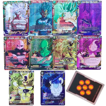 10Pcs Anime Dragon Ball Super Tcg Goku Flash de la Tarjeta de Tarjetas de Autógrafos de la Tarjeta de Goku Vegeta Moro Jiren Colección de juegos de Tarjetas de Juguete de Regalo