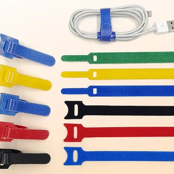 10Pcs Desmontable con bridas de Plástico de Color Reutilizables de las Ataduras de Cables de Nylon de bucles Envolver Paquete Postal Sujetador de Tipo T Correas de Cable