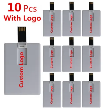 10PCS Logotipo de encargo de la Impresión de la Imagen de 128 mb 4GB 8GB 16GB 32GB USB Flash Drive de la Tarjeta de Crédito Pendrive Nombre de la Empresa en Forma de Memoria USB