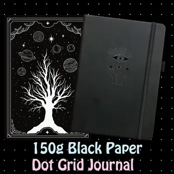 150Gsm Papel Negro Bala de puntos Notebook 160 Páginas Punto de la Cuadrícula Journal 5*5m m Puntos blancos