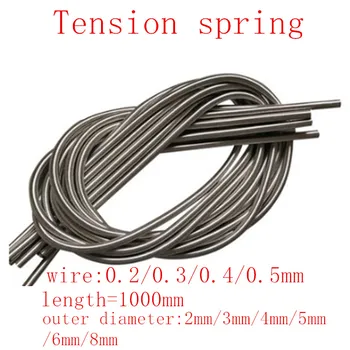 1pc cable de 0,2 mm, 0.3 mm, 0.4 mm, 0.5 mm, 0.6 mm 1 medidor de Acero Inoxidable Resorte de Tensión de la Extensión de la Primavera de Diámetro 2mm/3mm/4mm/5mm/6mm/8mm