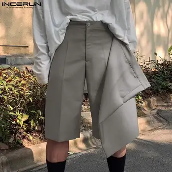 2023 Hombres de la Moda pantalones Cortos Sólido Botón de Streetwear Suelto al Estilo coreano Irregular Cortos de Verano Casual Hombres de Fondos de S-5XL INCERUN