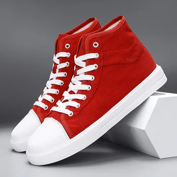 2023 Moda Rojo Zapatos de Lona de los Hombres de las Mujeres Skate Zapatos para Hombres Transpirable de Alta-top Zapatillas de Lona Par кеды скейтерские