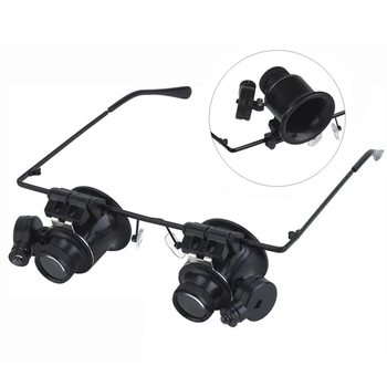 20X Lupa Gafas con Luz LED Portátil de Observación de Aumento de la Lente de las Gafas para la Lectura de los Joyeros Relojero de Reparación de Usar