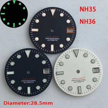 28.5 mm NH35 Dial del Reloj Verde de Esfera Luminosa para SKX007 NH35 NH36 Movimiento de Reloj S Marcado con