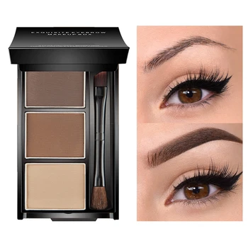 3 Colores de Cejas en Polvo de Maquillaje Paleta Impermeable Sombra para Cejas Potenciador de Cepillo Cosmético Caja de Espejo de maquillaje Conjunto de Herramientas