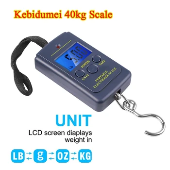 40kg/10g Mini Pocket escala Electrónica Digital Portátil de Peso del Gancho de Pescados Equipaje Colgante Con luz de fondo de Pesca de la Escala de Peso