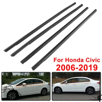 4PCS Car Ventana de Vidrio de la Ventana Sello de Moldeo de ajuste para el Honda Civic 2006-2019