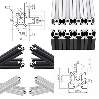 4pcs/lot 2020 Perfil de Aluminio V/Ranura en T 200 300 350 400 450 500 550 600 mm de rieles Lineales de Extrusión Extrusión CNC Piezas de la Impresora 3D
