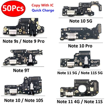 50Pcs，Para Xiaomi Redmi Note 11E 11 10 10 9 9 Pro 5G 4G USB Cargador Conector Dock de Carga del Puerto de Micrófono Cable Flex Reemplazar