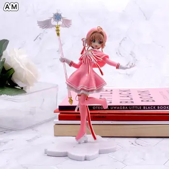 Anime Hermosa Rosa Card Captor SAKURA Figura de Acción de PVC Modelo de Coche de la Torta de las Decoraciones de la Varita Mágica de las Niñas Juguetes de Regalo Cifras Modelos