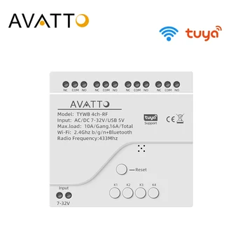 AVATTO Tuya Smart WiFi Interruptor del Motor, Módulo con 4Channels,7-32V 85-250V, RF433 Remoto de marcha lenta Relé para Alexa principal de Google Yandex