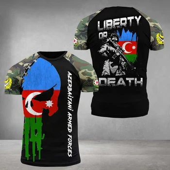 Azerbaiyán Hombres T Camisetas de Veteranos del Ejército de Azerbaiyán Bandera Impreso en 3D de Camisetas de la Calle Fresca Ropa de Gran Tamaño del Diseñador de los Hombres T-Shirt