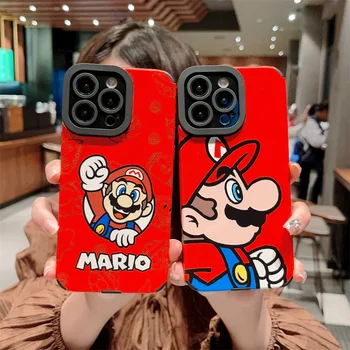 Bandai Super Mario Bro cajas del Teléfono Para el iPhone 14 max pro 11 12 13pro Xsmax XR X 8 7 Plus a prueba de Choques de la Espalda Cubierta de Coque