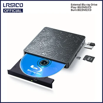 Blu Ray Disco Externo USB 3.0 de Tipo C, CD BD Escritor Con SD/TF y USB Ranuras de la unidad Óptica Unidad de BD Unidades de DVD Para Mac Portátil de Windows 11