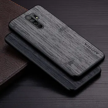 Caso para Xiaomi Redmi 9 9A 9T 9C NFC funda de madera de bambú patrón de Cuero de la cubierta del teléfono de Lujo de coque para xiaomi redmi 9 caso de capa