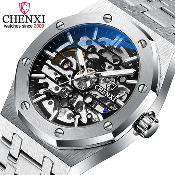 CHENXI Automático para Hombre Relojes de la Marca Superior Mecánico Tourbillon Reloj de Pulsera Impermeable de Negocio de Acero Inoxidable para Hombre del Deporte de los Relojes